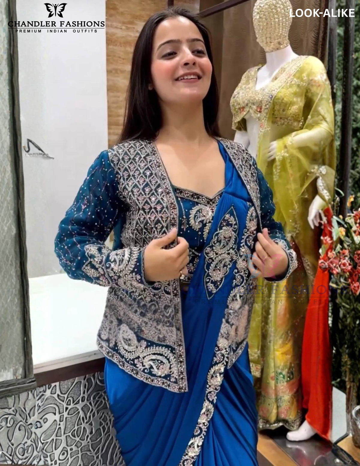 Blue Color Rangoli Silk With Embroidery Work Ready To Wear Saree Near Me