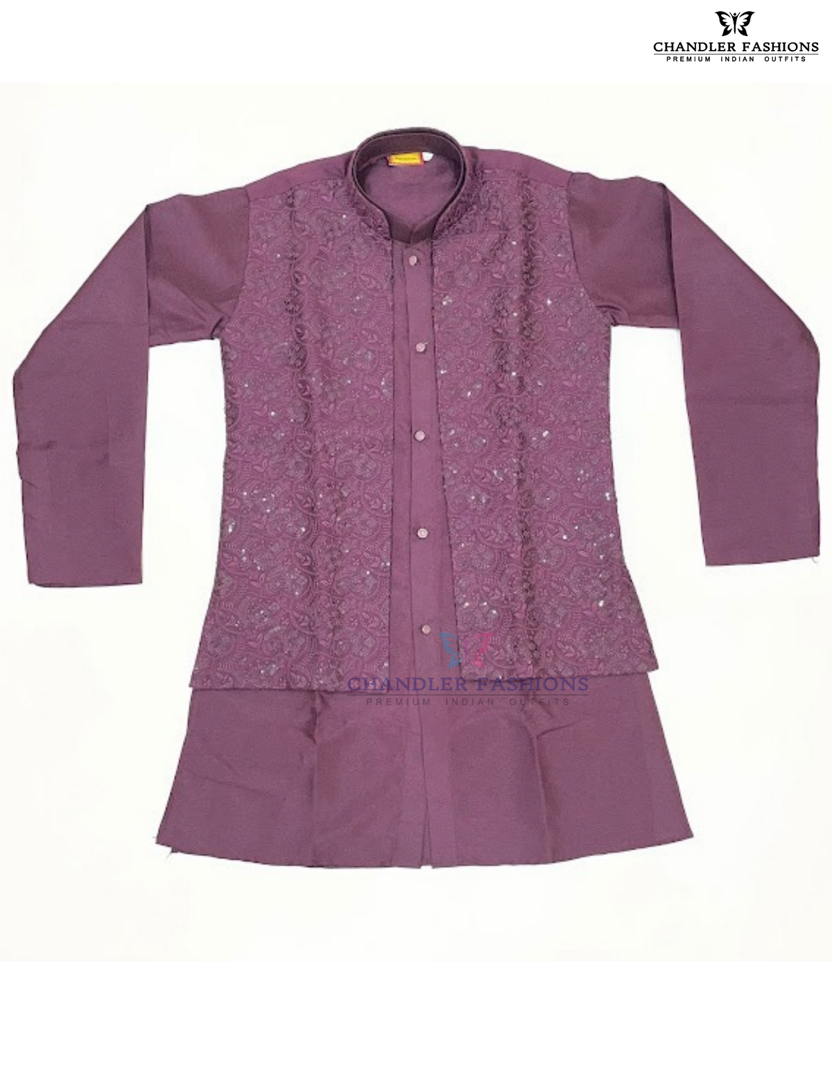 Dark Purple Color Sherwani With Sequins Work In Tempe
