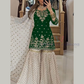 Gorgeous Green Color Georgette With Embroidery Work Sharara Suits With Dupatta