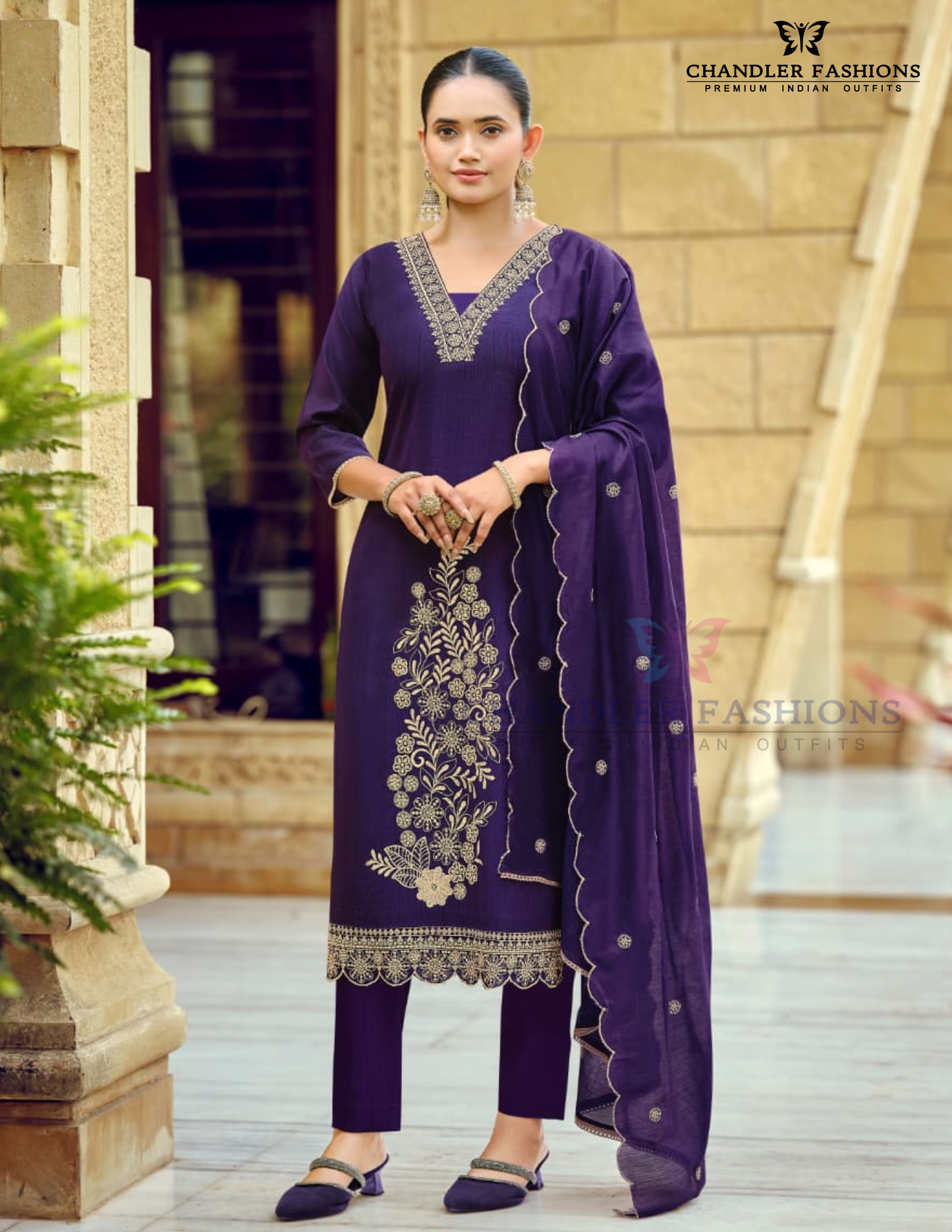 Gorgeous Purple Color Rayon With Hand Embroidery Work Salwar Suits With Dupatta
