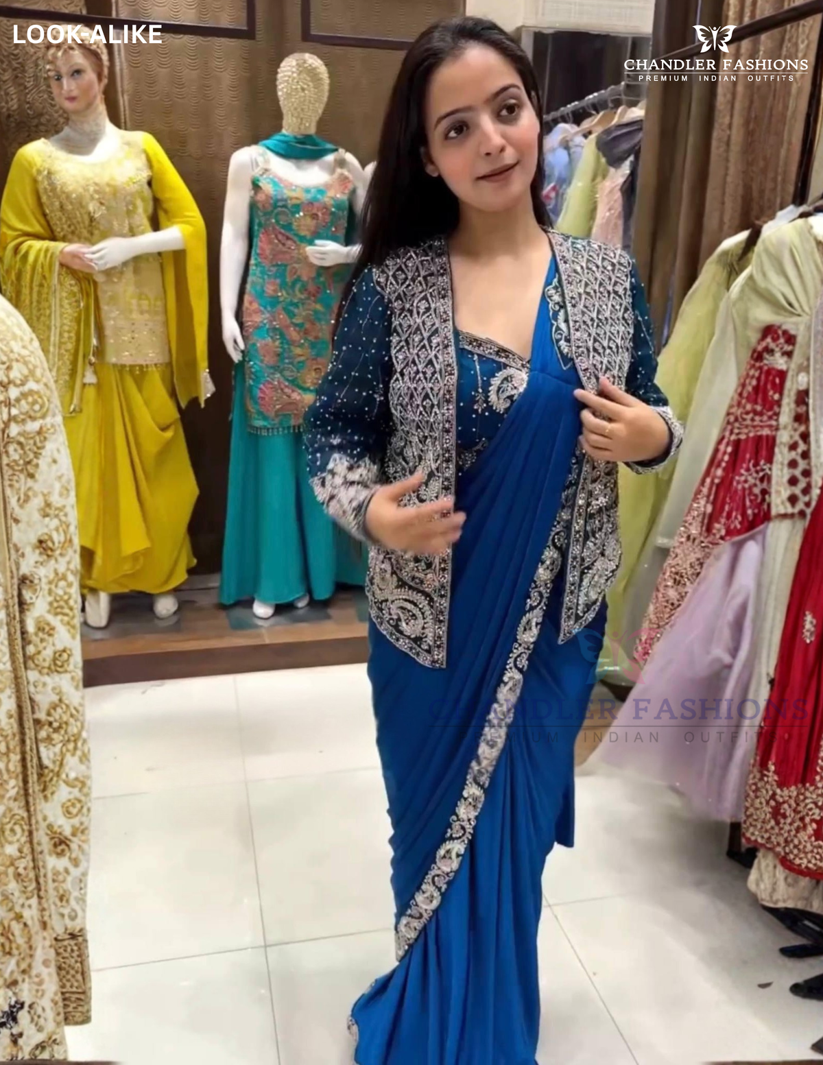Georgeous Blue Color Rangoli Silk With Embroidery Work Ready To Wear Saree