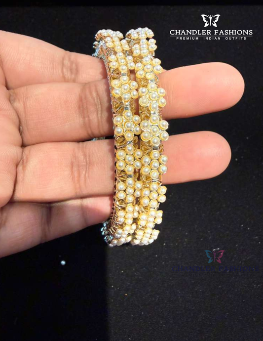 Elegant Gold Finish Pearl Designer Bangle For Women