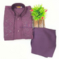 Dark Purple Color Silk Sherwani With Embroidery And Sequins Work In USA