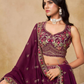 Wine Color Georgette With Sequins And Zari Embroidery Work Bridal Lehenga Choli Near Me