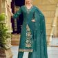 Appealing Teal Green Color Rayon With Hand Embroidery Work Salwar Suits With Dupatta