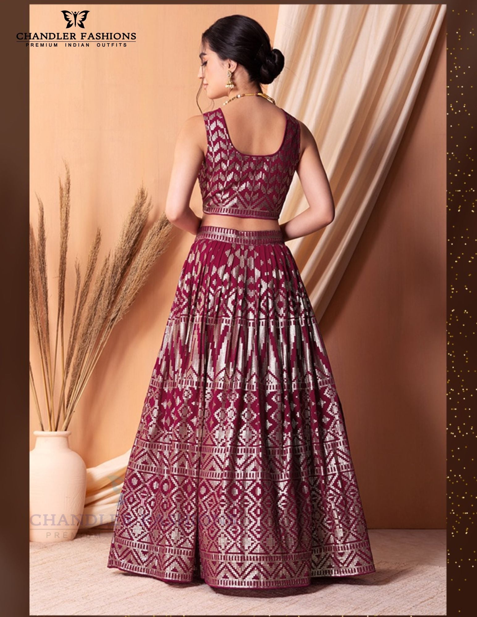 Dark Pink Color Georgette Lehenga Choli In Surprise