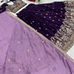 Purple Color Embroidery And Sequins Work Lehenga Choli With Dupatta In Tempe