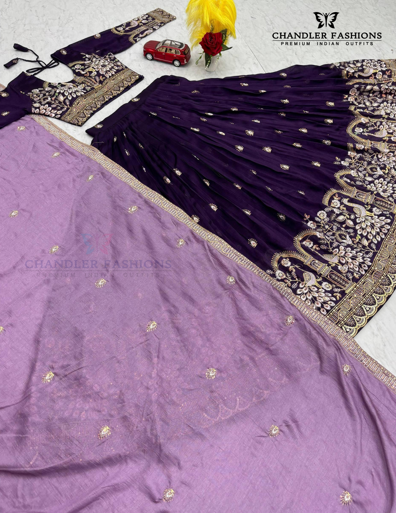 Purple Color Embroidery And Sequins Work Lehenga Choli With Dupatta In Tempe