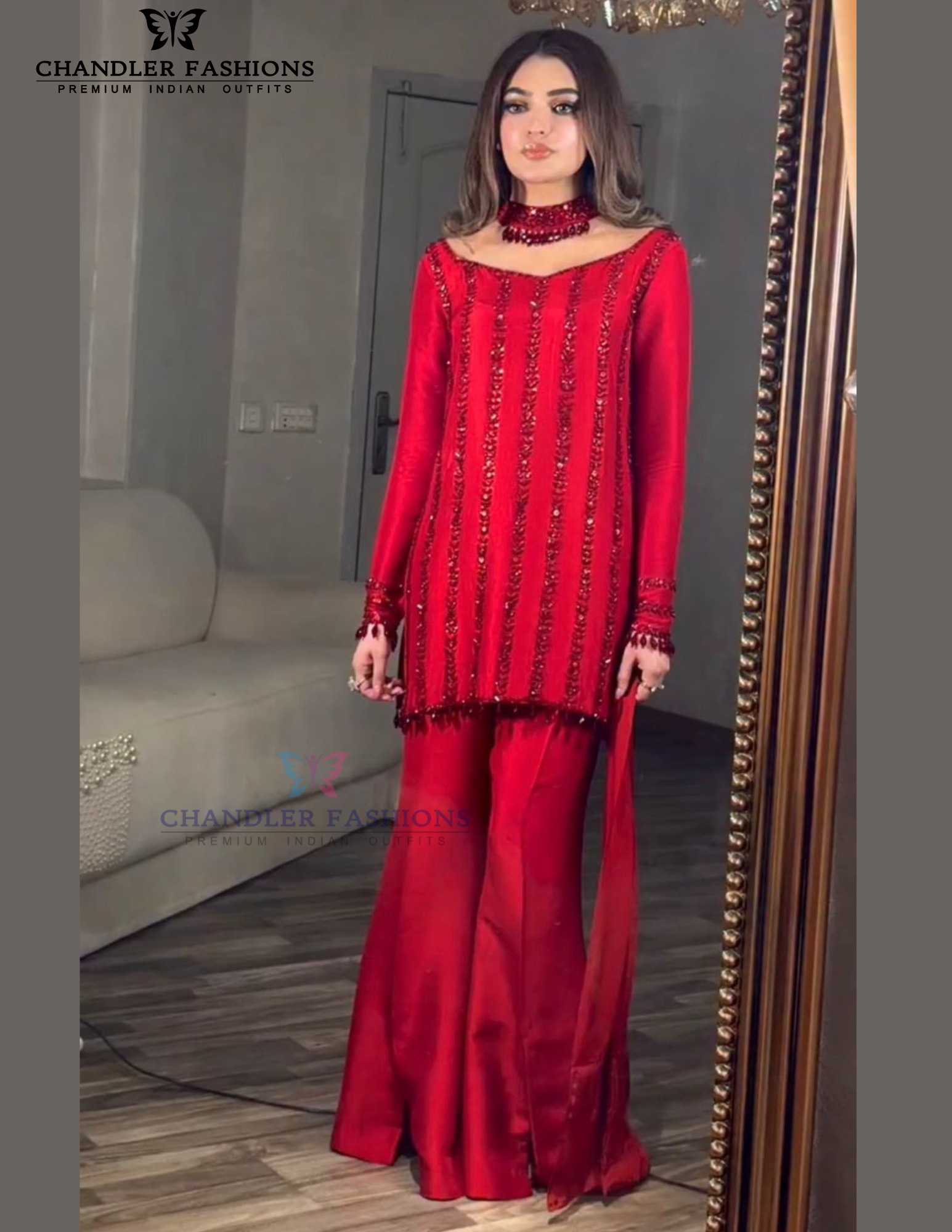 Stunning Red Color Rangoli Silk And Palazzo Suit Embroidery Work And Matching Dupatta For Women
