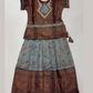 Amazing Copper And Blue Color Langa Set With Designer Zari Work For Girls