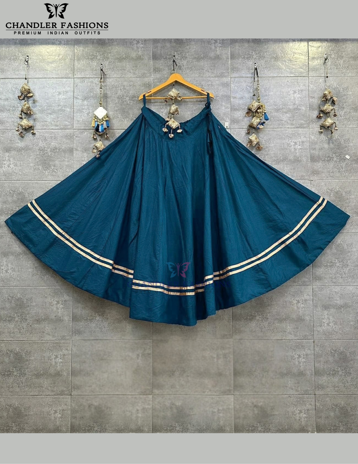 Amazing Teal Blue Color Rayon Cotton With Zari Work Skirts For Women