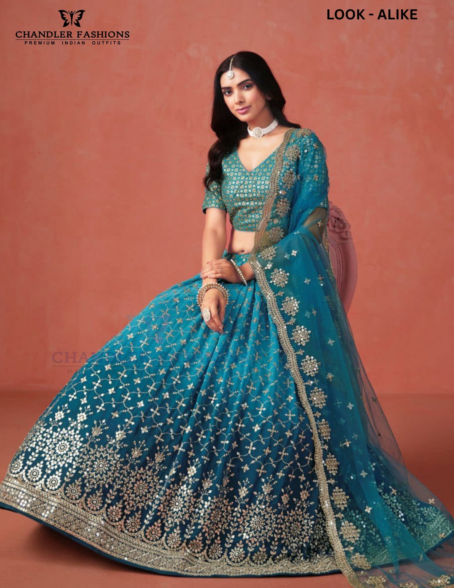 Blue Color With Embroidery And Sequins Work Lehenga In Mesa