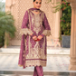 Beautiful Purple Color Organza With Embroidery Work Salwar Suits With Dupatta
