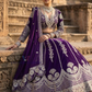 Purple Color Embroidered Lehenga In Choli Tempe