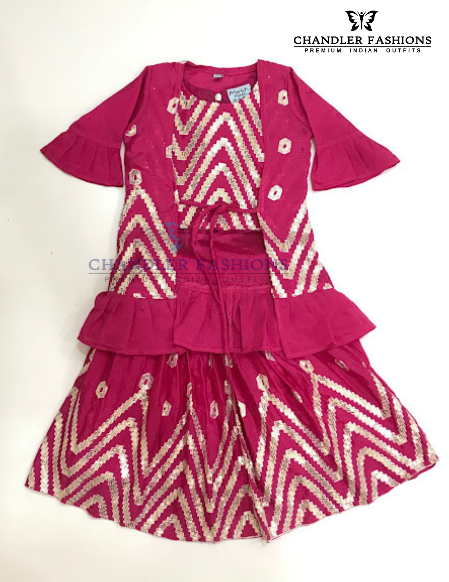 Pleasing Pink Color Choli Set With Sequins Work For Girls