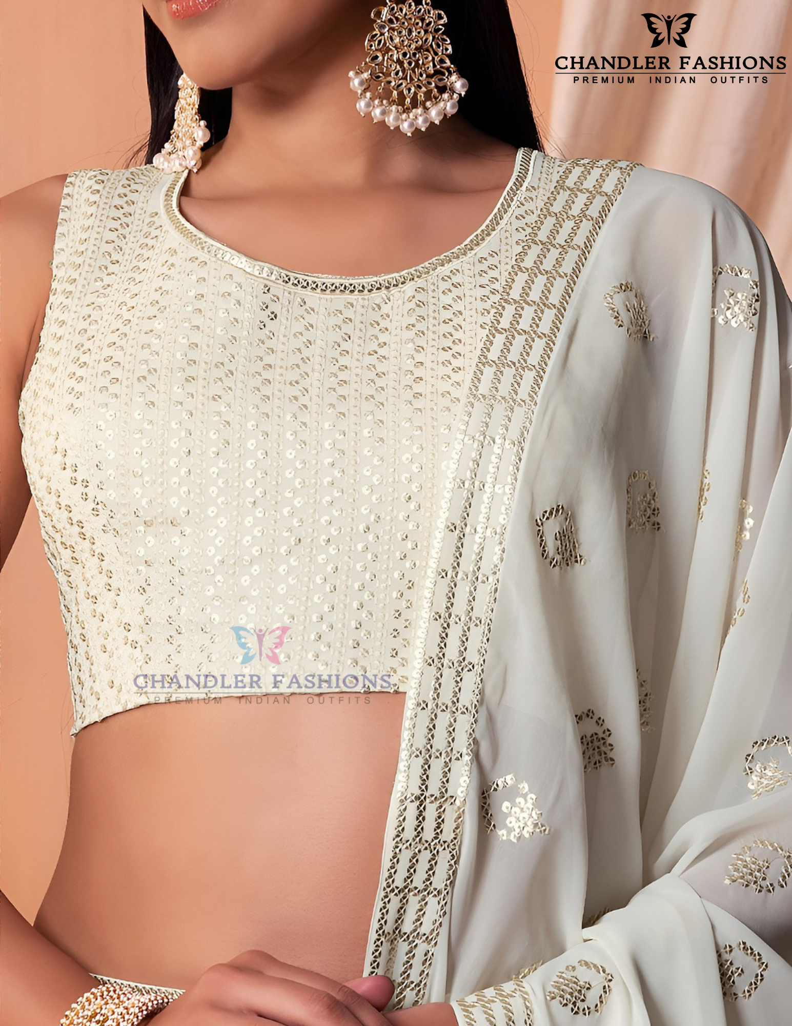 White Color Choli With Embroidery Work In Yuma