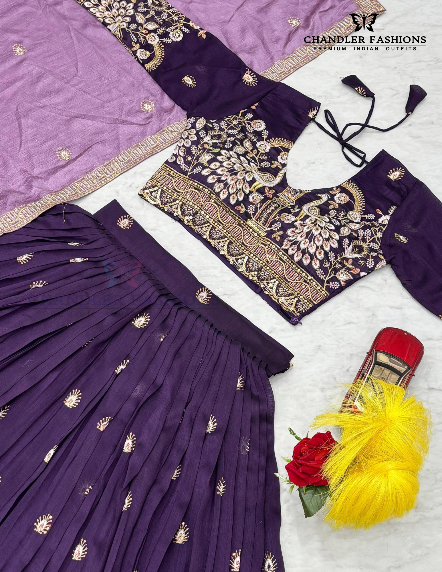 Purple Color Embroidery And Sequins Work Lehenga Choli With Dupatta In Suncity