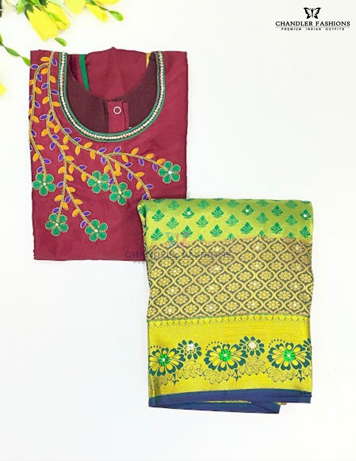 Alluring Maroon And Green Color Art Silk Langa Set With Embroidery And Stone Work Near Me