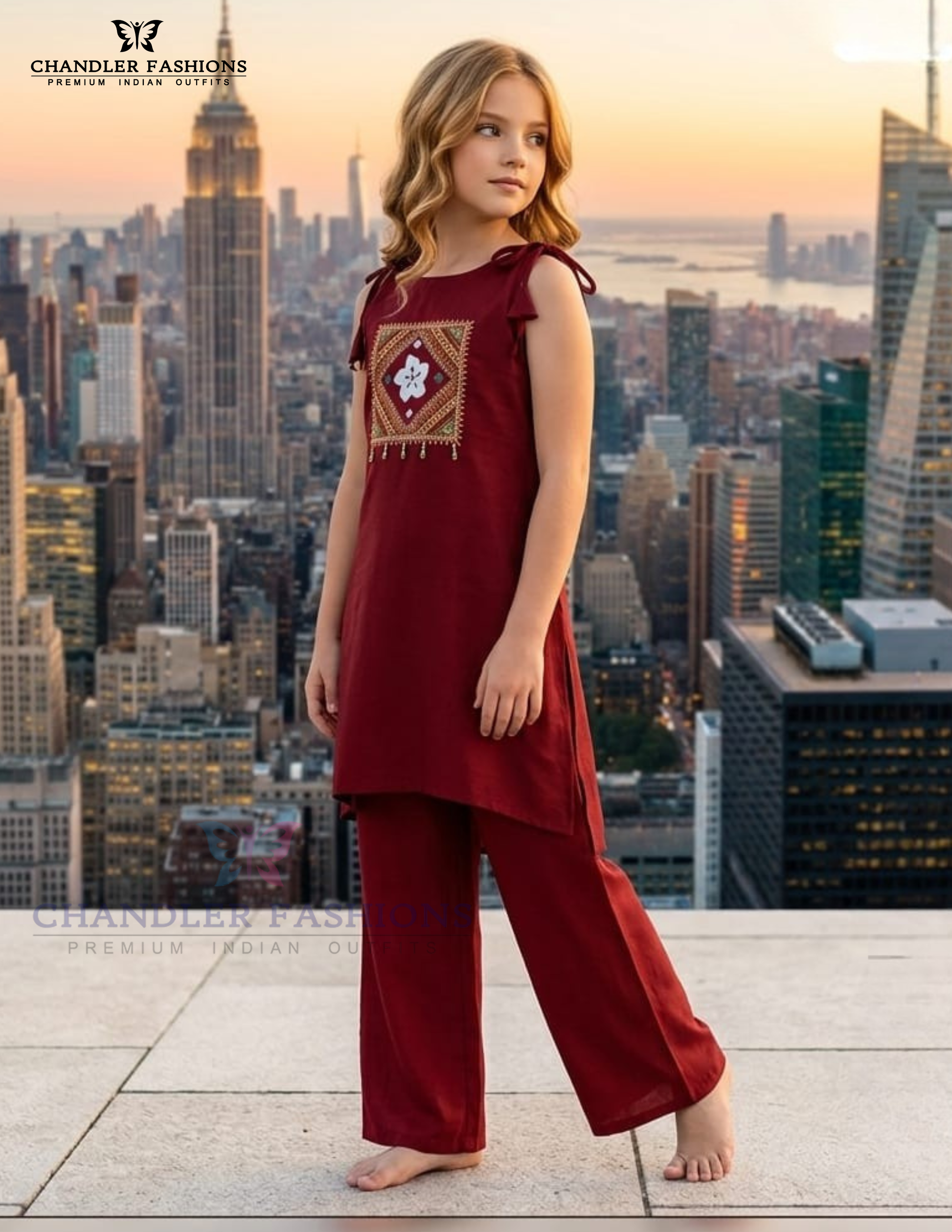 Elegant Maroon Color Rayon With Embroidery Work Kurti Suits For Girls