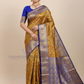 Elegant Mehendi Green Color Floral Motifs Art Silk Saree With Blue Blouse For Women