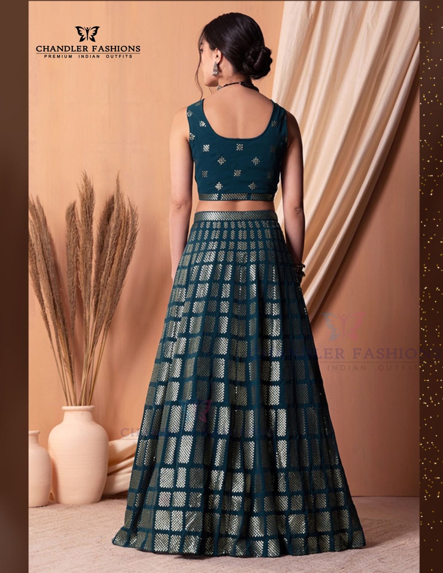 Blue Color With Embroidery And Sequins Work Lehenga In USA
