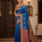 Alluring Blue Color Soft Silk Saree With Contrast Rich Pallu For Women