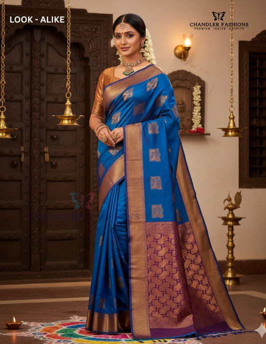 Alluring Blue Color Soft Silk Saree With Contrast Rich Pallu For Women