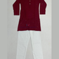 Attractive Red Color Cotton Embroidery And Sequins Work Kurta With Pajama Set For Boys