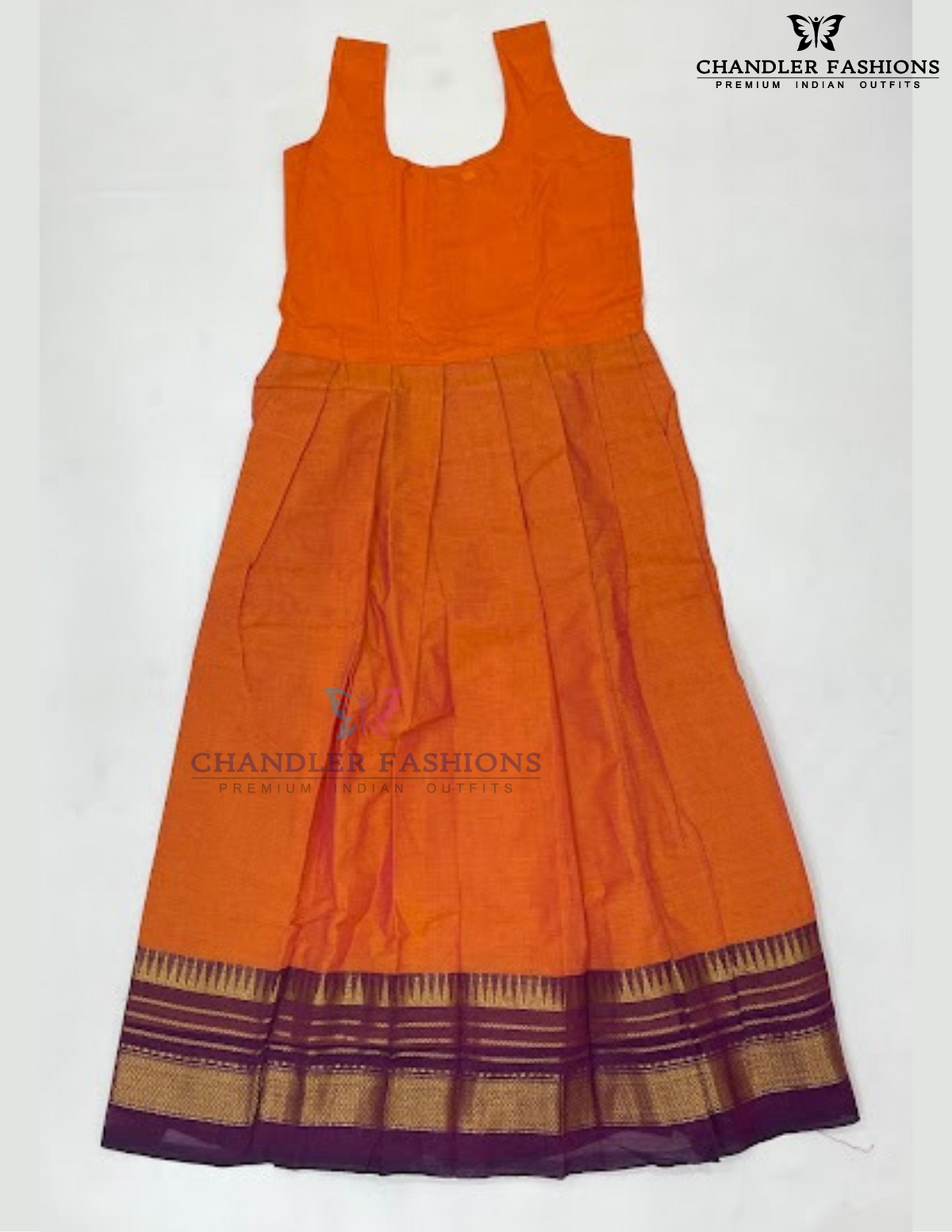 Orange Color With Zari Work Border Langa Sets In Arizona
