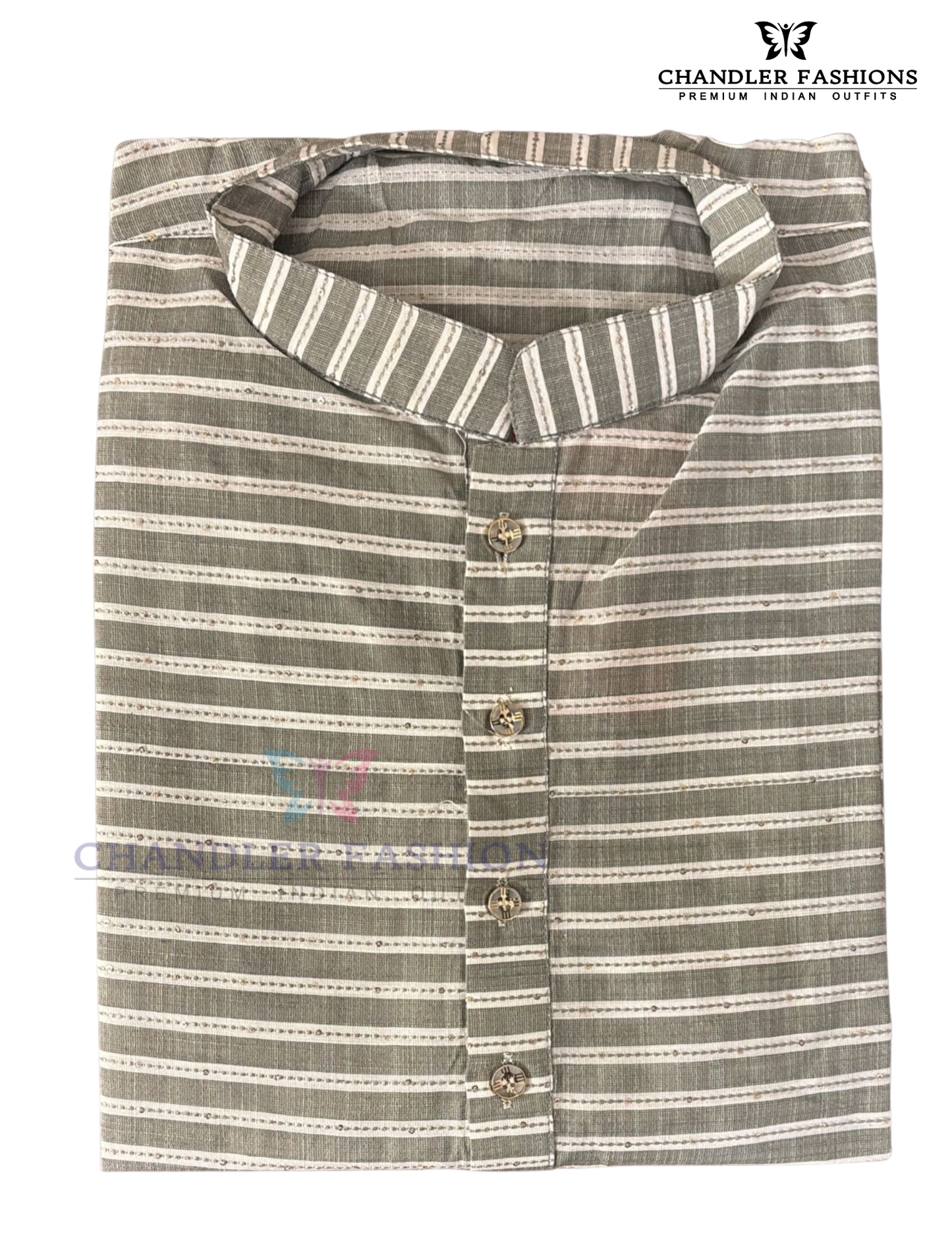 Alluring Gray Color With Sequins Work Cotton Kurta With Pajama Pant Near Me