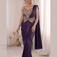 Amazing Purple Color Ready To Wear Saree With Embroidery Work For Women