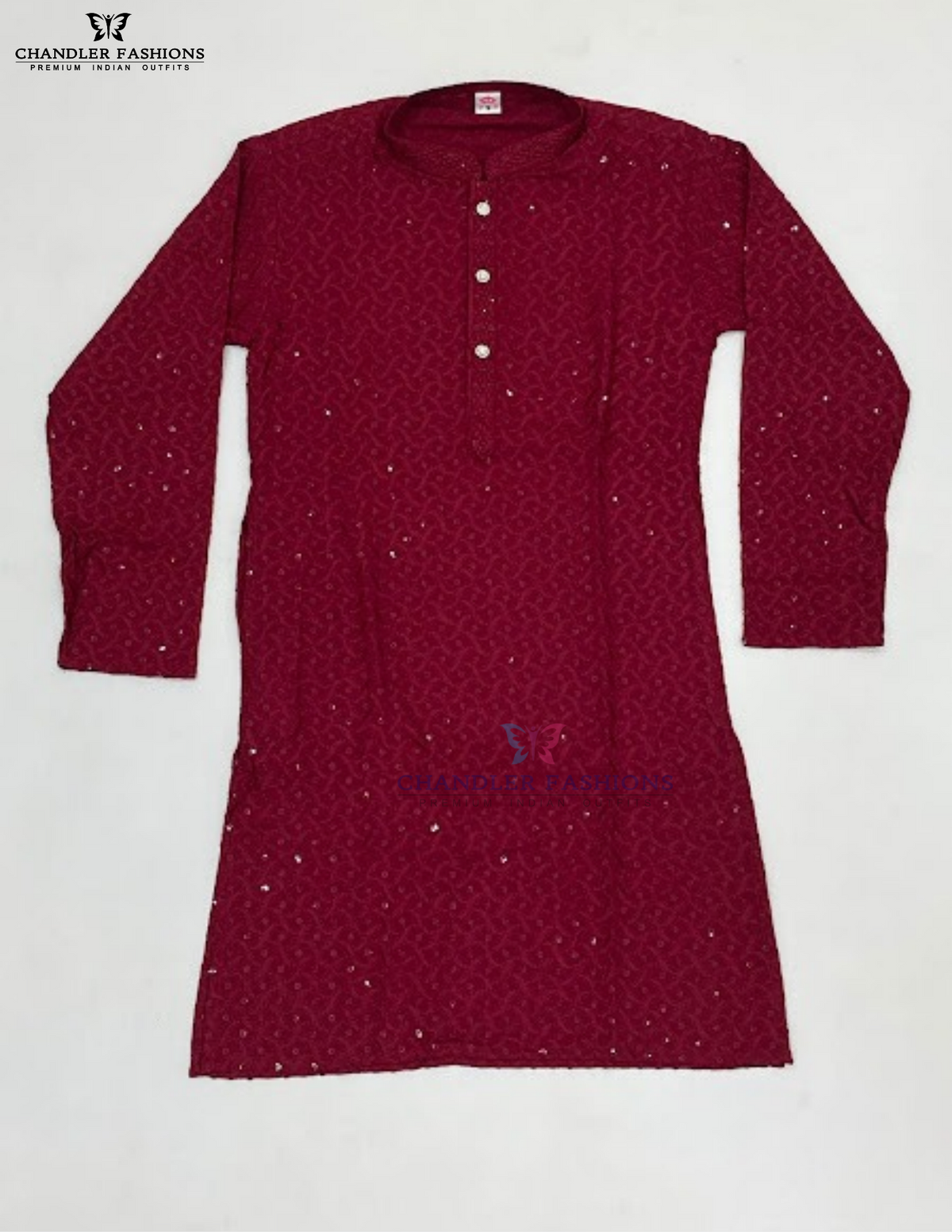 Red Color Embroidery And Sequins Work Kurta Set In Tempe