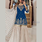Stunning Blue Color Georgette With Embroidery Work Sharara Suits With Dupatta