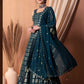 Awesome Teal Blue Color Georgette With Embroidery And Sequins Work Lehenga Choli With Dupatta For Women