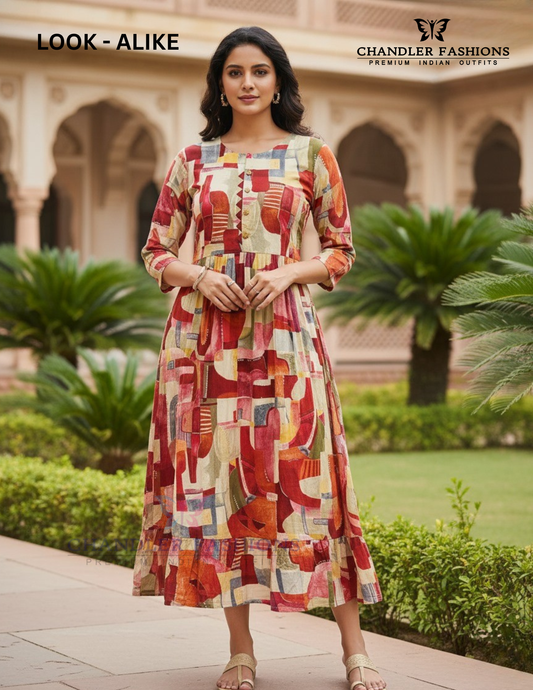 Wonderful Multicolor Color Rayon With Self Design Work Kurti For Women