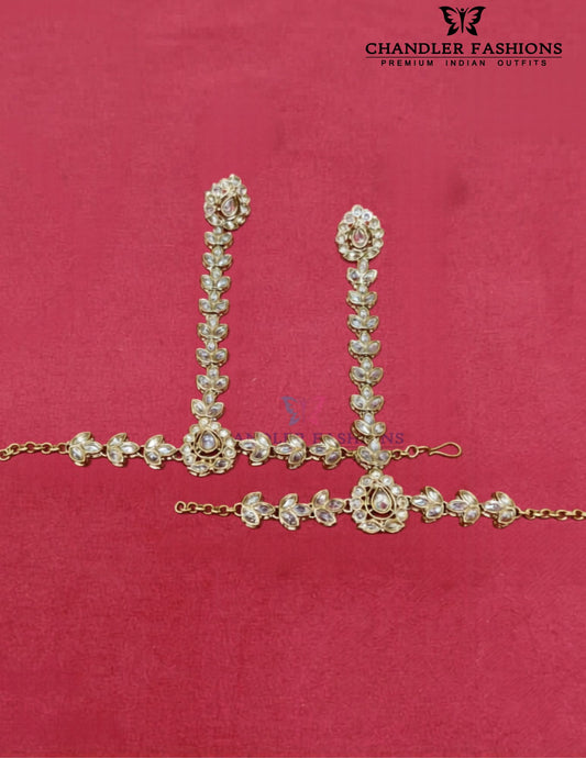 Amazing Gold Color And White Stones  Gold Plated With Hand Chain