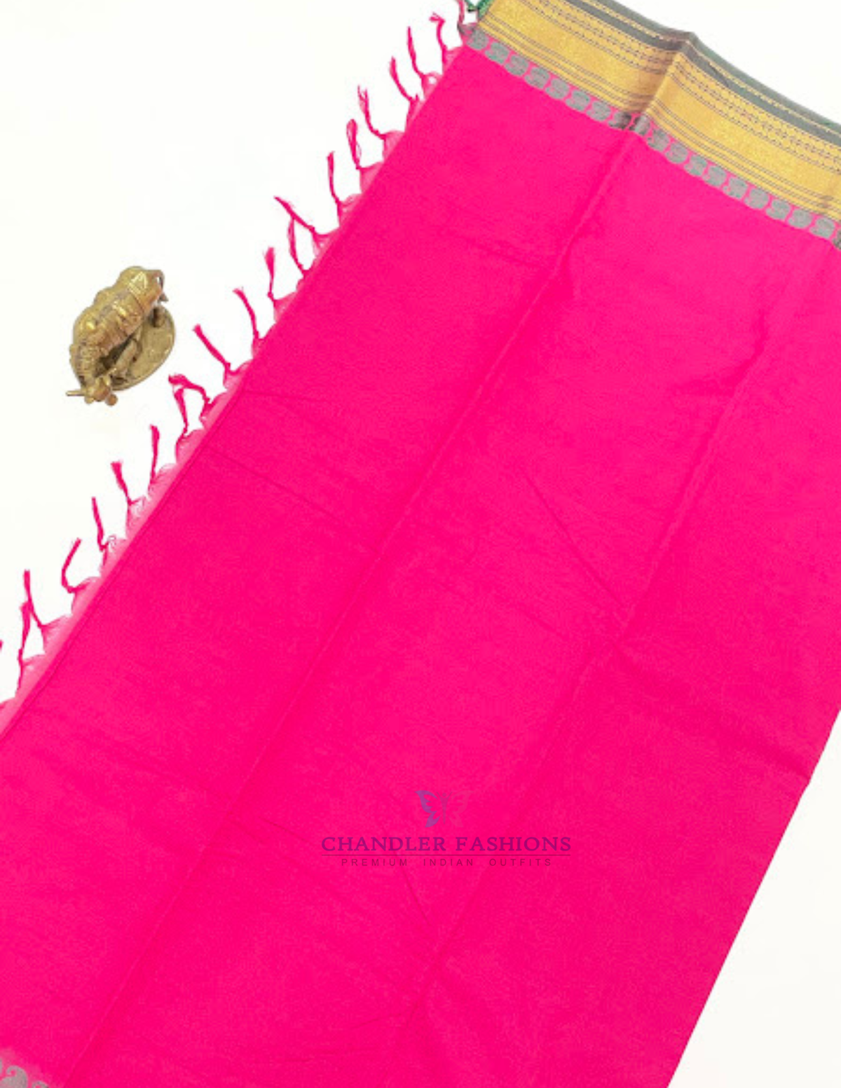 Pink Color Silk Cotton With Gold Zari Border Saree In USA