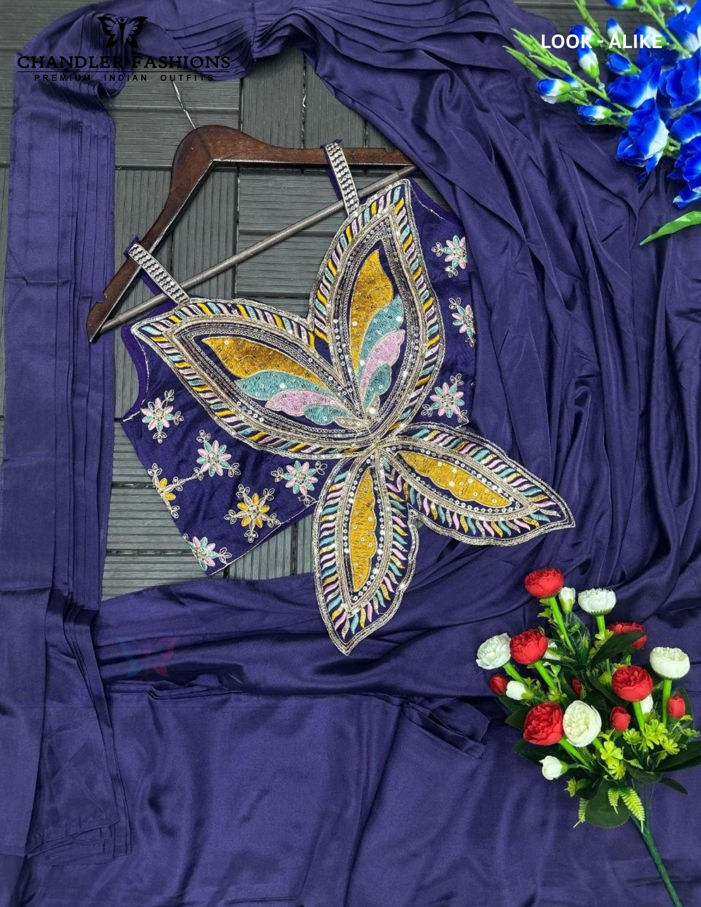 Purple Color Ready To Wear Saree With Embroidery Work In Yuma