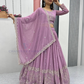 Beautiful Lavender Color Embroidery And Sequins Work Lehenga Choli With Dupatta For Women