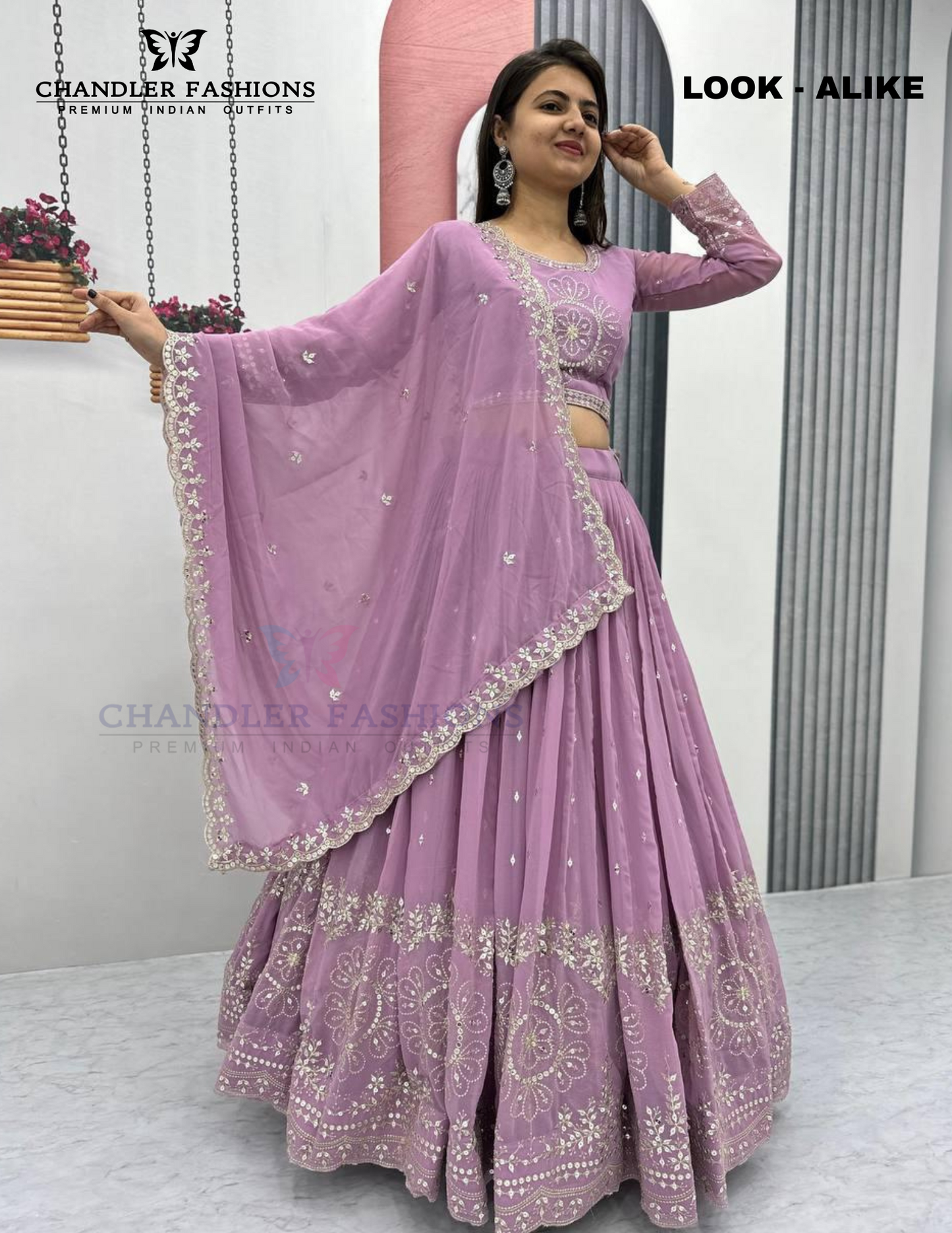 Beautiful Lavender Color Embroidery And Sequins Work Lehenga Choli With Dupatta For Women
