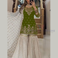 Amazing Mehendi Green Color Georgette With Embroidery Work Sharara Suits With Dupatta