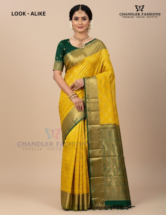 Elegant Yellow Color Pure Kanchi Silk Saree For Women - SILKMARK CERTIFIED
