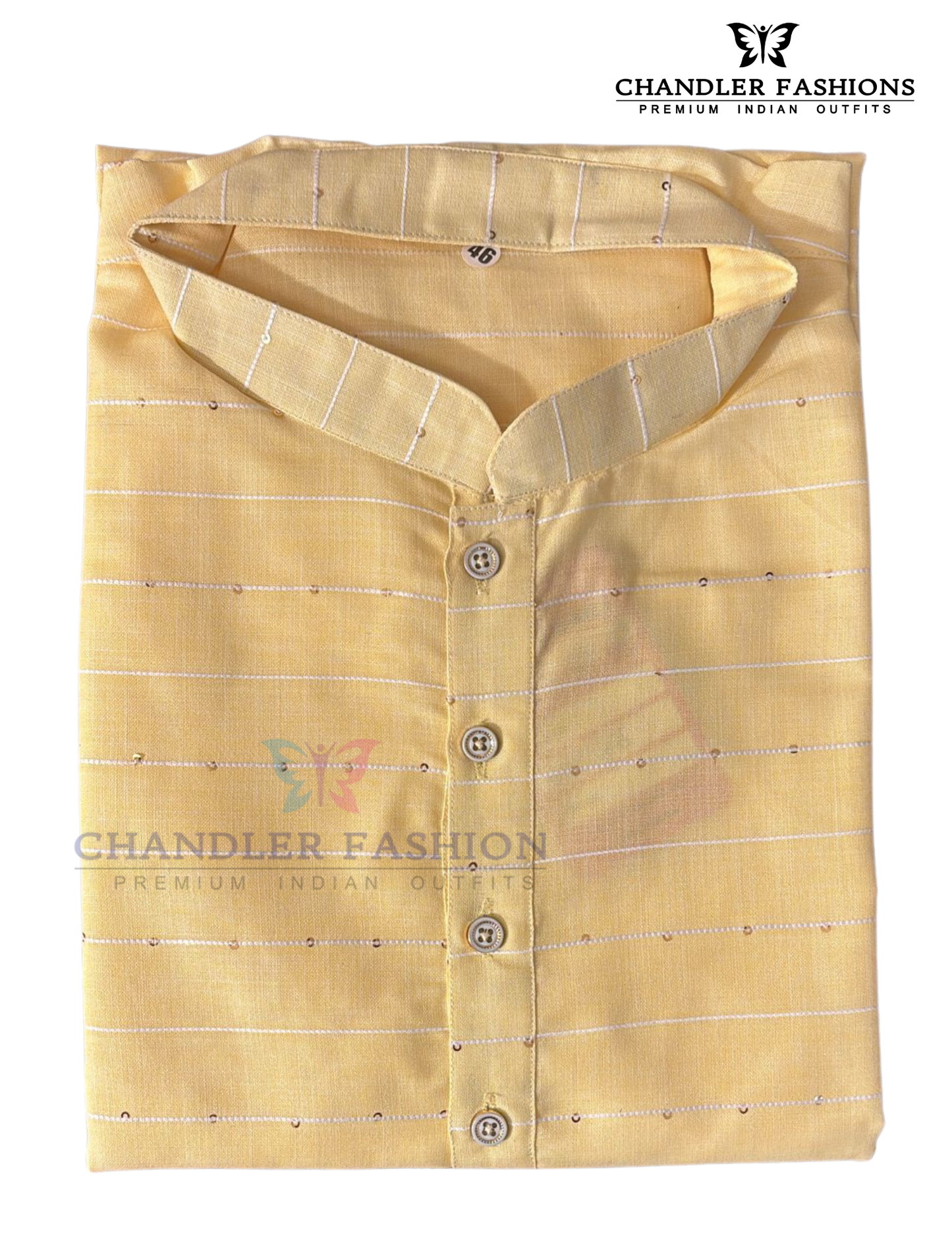 Stunning Yellow Color Designer Men's Kurta With Pajama Pant