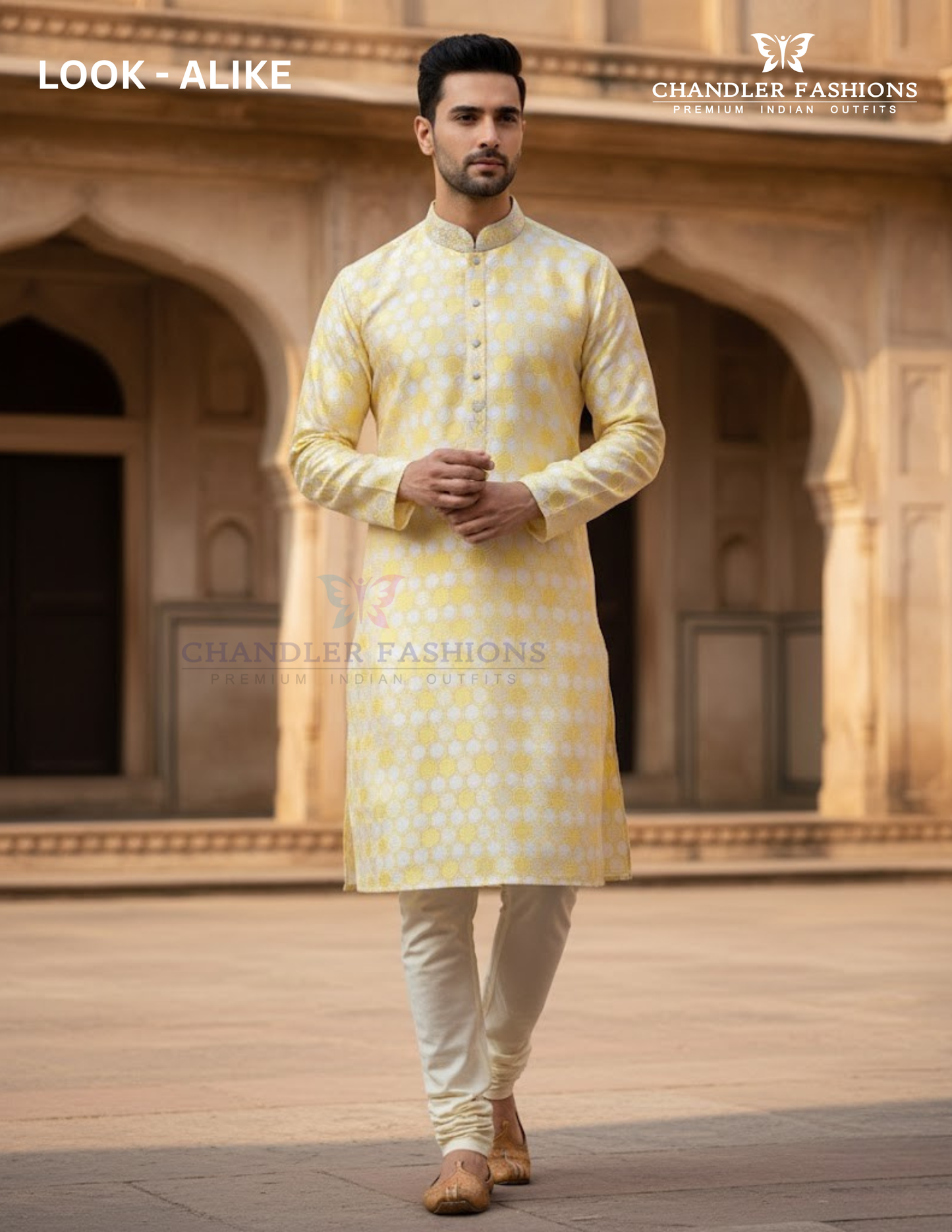 Charming Yellow Color Raw Silk With Embroidery Work Kurta Suits For Men