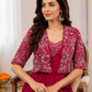 Pink Color Crepe Silk Saree Set With  Embroidery Work In USA