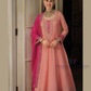 Attractive Peach Color Embroidery Work With Georgette Anarkali Gown For Women