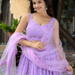Lavender Color Georgette With Sequins Embroidery Work Lehenga Near Me