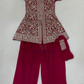 Amazing Pink Color Georgette Palazzo Suits With Embroidery And Sequins Work For Girls