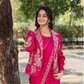 Pink Color Embroidery And Sequins Work Ready To Wear Saree In USA