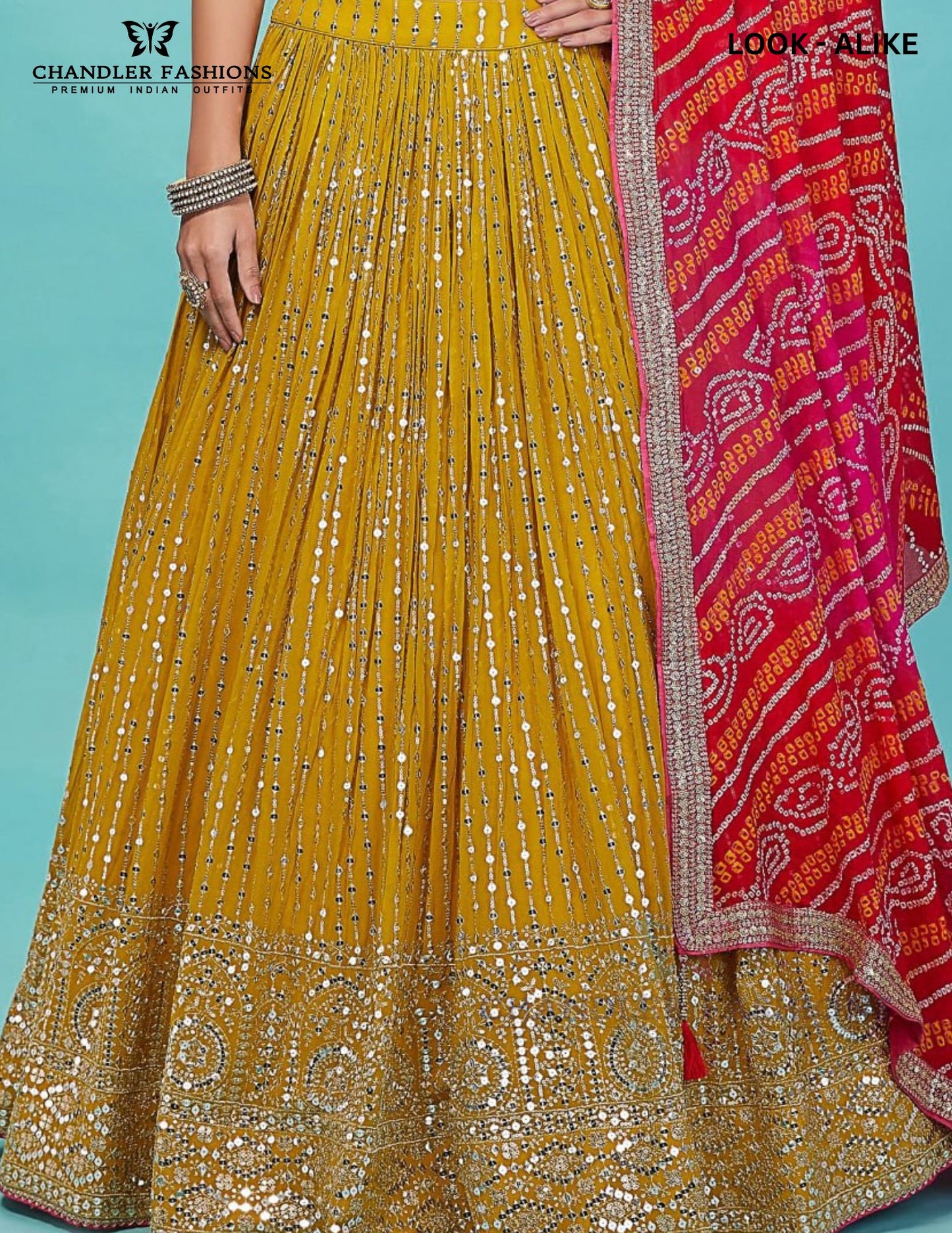 Yellow Color Georgette With Embroidery Work In Yuma